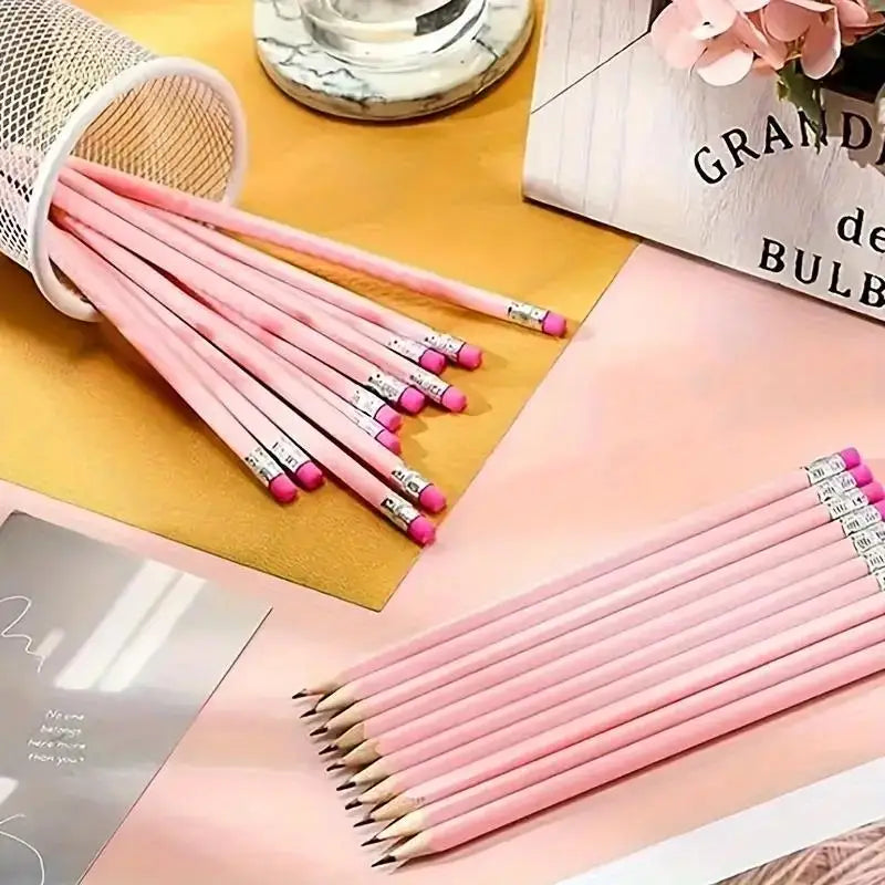Pink Wooden Pencil Set